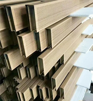 Grano di legno U Baffle Soffitto acustico in alluminio perforato spessore 1,0 mm