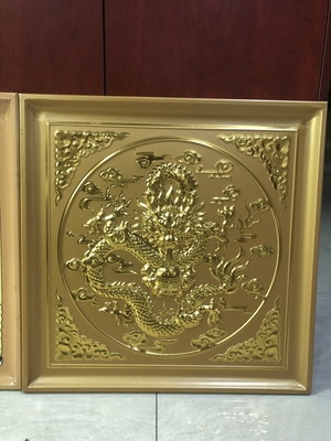 600x600mm Alluminio Metallo Soffitto 3D Temple Board Lamina d'oro Buddha Hall Lotus