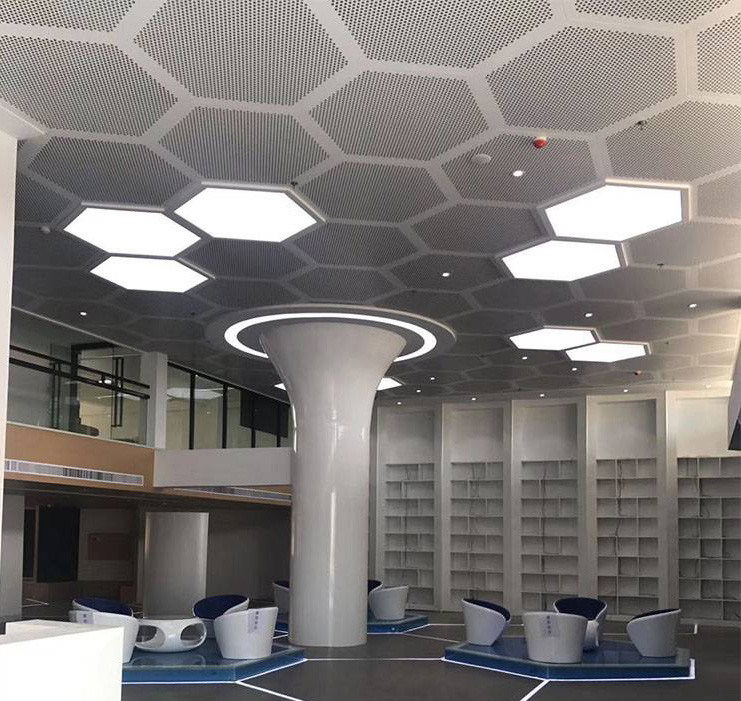 462x462x462x462x462x462 Pannello per soffitto in metallo di alluminio perforato esagonale con colore bianco