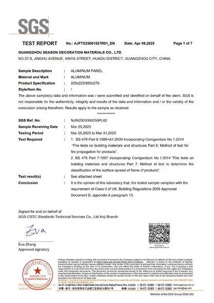 Cina Guangzhou Season Decoration Materials Co., Ltd. Certificazioni